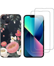 Coque iPhone 13 – Fleur + 2...